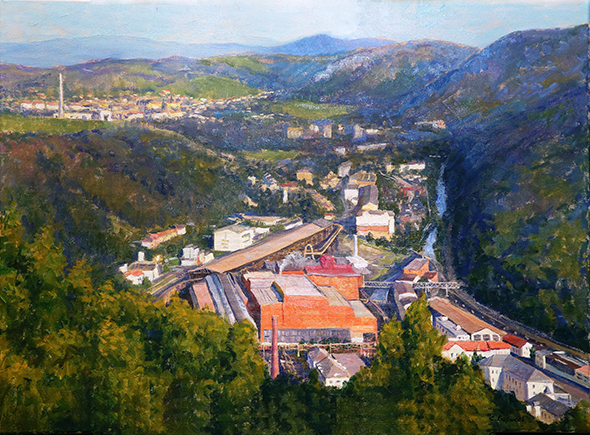 Panoramatický pohľad na Železiarne Podbrezová